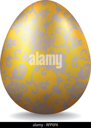 Goldene Osterei mit silber Blumenmuster Vector Illustration Stock Vektor
