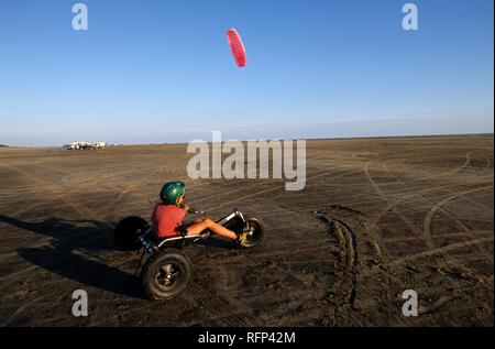 Kite Buggy am Strand, Norre-Tvismark, Romo Island, Dänemark Stockfoto