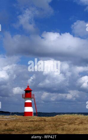 Grisetaodde Leuchtturm, Neno-Sund, Limfjord, Nordjütland, Dänemark Stockfoto