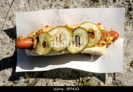 Typisch dänischen Hot Dog. | Stockfoto