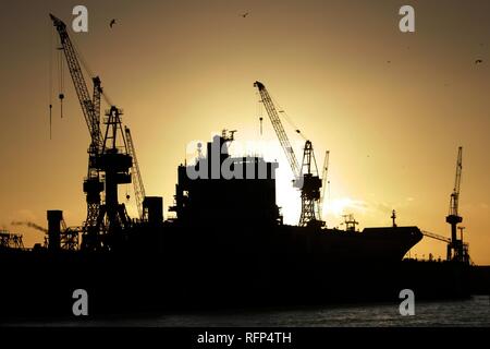 Ladekrane der Werften im Hafen, Hamburg, Deutschland Stockfoto