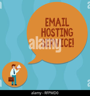 Konzeptionelle Hand schreiben angezeigt Email Hosting Service. Business foto Präsentation Internet Hosting Service, e-mail server Mann, Brie Stockfoto