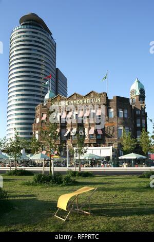 Gebäude der ehemaligen Reederei Holland-Amerika-Lijn, heute das Hotel New York, Rotterdam, Niederlande Stockfoto