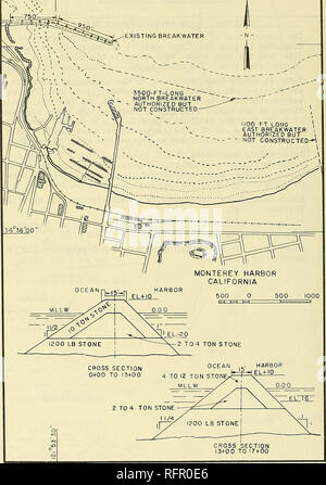. Fallbeispiele von Corps Wellenbrecher und Steg Strukturen. Wellenbrecher; Stege. J^^ gefüttert. Abbildung 20. Monterey, Kalifornien 38. Bitte beachten Sie, dass diese Bilder sind von der gescannten Seite Bilder, die digital für die Lesbarkeit verbessert haben mögen - Färbung und Aussehen dieser Abbildungen können nicht perfekt dem Original ähneln. extrahiert. Bottin, Robert R; US Army Engineer Wasserstraßen Experiment Station; Coastal Engineering Research Center (U S.); in den Vereinigten Staaten. Armee. Korps der Ingenieure; Reparatur, Bewertung, Pflege und Rehabilitation. [Vicksburg, Fräulein: US Stockfoto