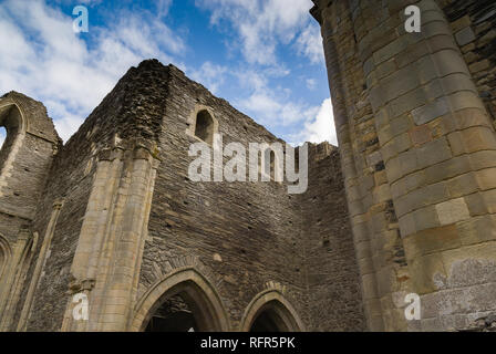 Valle Crucis Abbey wurde in 1201 als Zisterzienserkloster gegründet und 1537 geschlossen. Die Ruinen sind eine herausragende Sehenswürdigkeit in der Nähe von Llangollen Wales Stockfoto