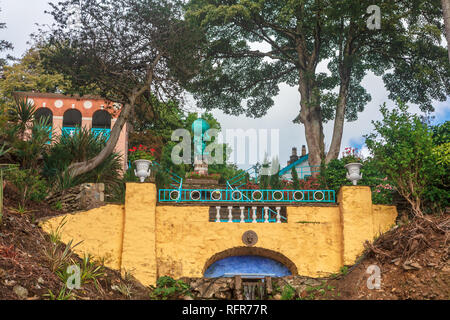 Viktorianischen Details an der beliebten Ferienort Portmeirion, North Wales, UK, dem Italienischen Dorf gebaut von Clough Williams-Ellis. Stockfoto