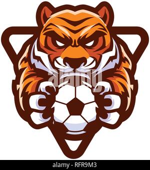 Tiger Football Soccer Mascot Stock Vektor