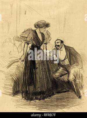 Bei einem abendlichen Party. Vom: C. 1896. Medium: Lithographie. Museum: Nationalgalerie, Washington DC. Autor: FORAIN JEAN LOUIS. Stockfoto