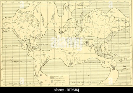 . Der Carnegie Institution in Washington Publikation. Klima der geologischen Zeit. 267 lung der gesamten organischen Welt des Pleistozäns landet, andere als die der Tropen. Mehr als einmal Mann und seine organische Umgebung gezwungen wurden, in neue Regionen zu wandern; das Leben von kühlen bis kalten Klimazonen wurde enteignet, der milderen Temperaturen, und mit jeder Moderation der Klima die robustere Floren und Faunen mit die sich zurückziehenden Gletscher eine fortgeschrittene, oder Mehrdrähtig geworden und in den Bergen isoliert. Wie die organische Welt ist abhängig von der Sonneneinstrahlung, der Temperatur und der Feuchtigkeit, Es ist nicht schwer Stockfoto