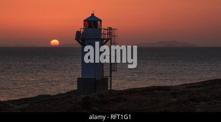 Rubha Cadail Leuchtturm, Rhue, Ullapool bei Sonnenuntergang Stockfoto