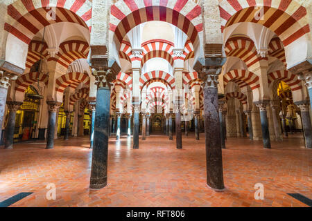 Dekorierten Torbögen und Säulen im maurischen Stil, Mezquita-Catedral (Große Moschee von Cordoba), Cordoba, UNESCO-Weltkulturerbe, Andalusien, Spanien Stockfoto