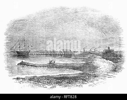 Sheerness Werft auch bekannt als Sheerness Station war ein Royal Navy Dockyard auf der Sheerness Halbinsel an der Mündung des Flusses Medway in Kent im Jahr 1660 eröffnet. Es diente ursprünglich als Erweiterung zu Chatham und war vor allem für die Reparatur und Wartung von Marineschiffen und keine Schiffbau fand bis 1691 konzipiert. Das erste Trockendock wurde im Jahr 1708 abgeschlossen; eine zweite wurde 1720 mit Zugang über eine Tidal Basin, wie der Schlamm Dock bekannt. Die Werft begann, sich zu erweitern und von 1800 hatte die Werft alle verfügbaren Raum gefüllt. Stockfoto