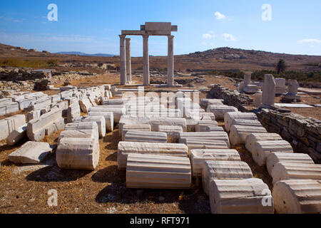 Die Insel Delos, Weltkulturerbe der UNESCO, Süd Ägäis, griechische Inseln, Griechenland, Europa Stockfoto