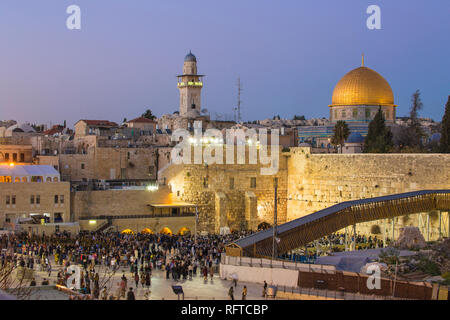 Western Wall und die Kuppel des Rock, alte Stadt, UNESCO Weltkulturerbe, Jerusalem, Israel, Naher Osten Stockfoto