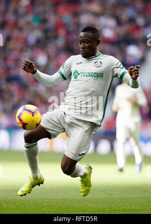 Madrid, Spanien. 26 Jan, 2019. Djené Dakonam von Getafe während des LaLiga 2018/19 Match zwischen Atletico de Madrid und Getafe, Wanda Metropolitano Stadion in Madrid am 26. Januar 2019. (Foto von Guille Martinez/Cordon Drücken) Credit: CORDON PRESSE/Alamy leben Nachrichten Stockfoto