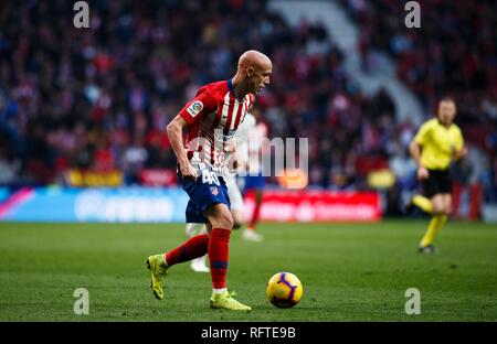 Madrid, Spanien. 26 Jan, 2019. Mollejo von Atletico de Madrid während der LaLiga 2018/19 Match zwischen Atletico de Madrid und Getafe, Wanda Metropolitano Stadion in Madrid am 26. Januar 2019. (Foto von Guille Martinez/Cordon Drücken) Credit: CORDON PRESSE/Alamy leben Nachrichten Stockfoto