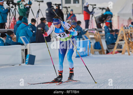 Lenzerheide, Schweiz. 26 Jan, 2019. Selina Gasparin während der 2019 IBU Biathlon WM Frauen 10 km Verfolgungswettkampf in Lenzerheide. Credit: Rolf Simeon/Alamy leben Nachrichten Stockfoto