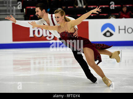 Detroit, Michigan, USA. 25 Jan, 2019. MADISON HUBBELL und ZACHARY DONOHUE konkurrieren in den Rhythmus Tanz während der US-Eiskunstlauf Meisterschaft an Little Caesars Arena. Credit: Scott Hasse/ZUMA Draht/Alamy leben Nachrichten Stockfoto