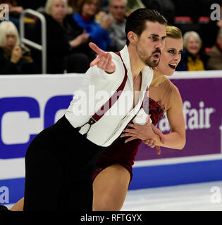 Detroit, Michigan, USA. 25 Jan, 2019. MADISON HUBBELL und ZACHARY DONOHUE konkurrieren in den Rhythmus Tanz während der US-Eiskunstlauf Meisterschaft an Little Caesars Arena. Credit: Scott Hasse/ZUMA Draht/Alamy leben Nachrichten Stockfoto