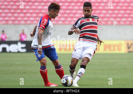 PE-in Sao Lourenco da Mata - 26/01/2019 - Copa do Nordeste 2019, Santa Cruz x Bahia - Lance der Partie zwischen Santa Cruz und Bahia in der Arena, die für die Meisterschaft Pernambuco Nordosten Cup 2019 Foto: Marcel Lisboa/AGIF Stockfoto