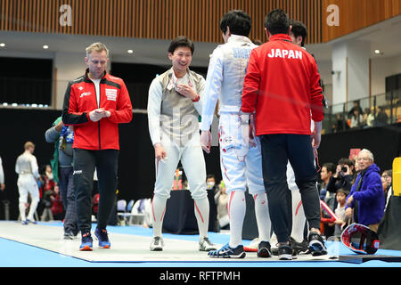 Minato City Sports Center, Tokyo, Japan. 27 Jan, 2019. Japan Team Group (JPN), 27. Januar 2019 - Fechten: FIE Fechten Wm Prinz Takamado Trophy Tokio 2019 Herren Florett Mannschaft Konkurrenz an Minato City Sports Center, Tokyo, Japan. Credit: YUTAKA/LBA SPORT/Alamy leben Nachrichten Stockfoto