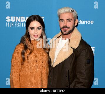 Park City, Utah, USA. 26. Januar, 2019. Lily Collins und Zac Efron nehmen an der "äußerst Böse, erschreckend Bösen und Gemeinen 'Premiere auf dem Sundance Film Festival am 26. Januar 2019 in Park City, Utah. Foto: imageSPACE/MediaPunch Credit: MediaPunch Inc/Alamy leben Nachrichten Stockfoto