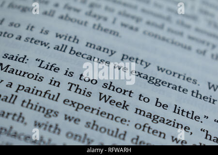 Sinn vollen Satz auf einer Seite eines Buches Stockfoto