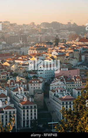 Sonnenuntergang Blick vom Castelo de São Jorge, Lissabon, Portugal Stockfoto