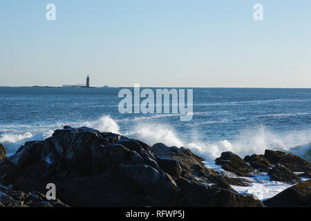 Ram Island Riff Licht von Fort Williams Park in Cape Elizabeth, Maine USA. Stockfoto