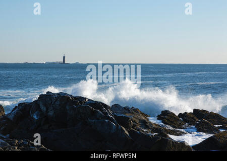 Ram Island Riff Licht von Fort Williams Park in Cape Elizabeth, Maine USA. Stockfoto