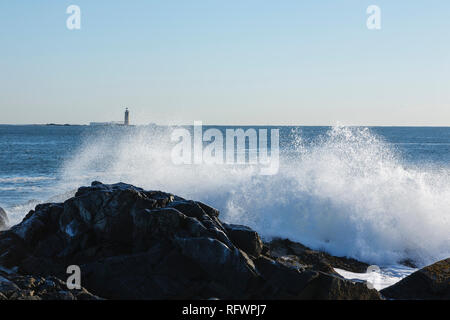 Ram Island Riff Licht von Fort Williams Park in Cape Elizabeth, Maine USA. Stockfoto