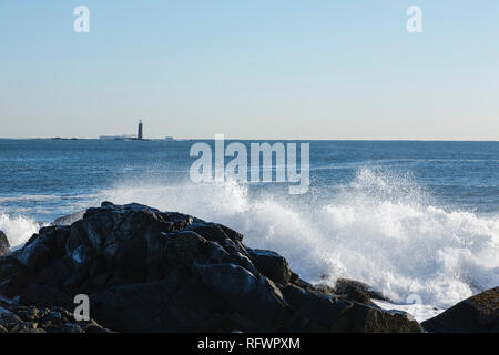 Ram Island Riff Licht von Fort Williams Park in Cape Elizabeth, Maine USA. Stockfoto