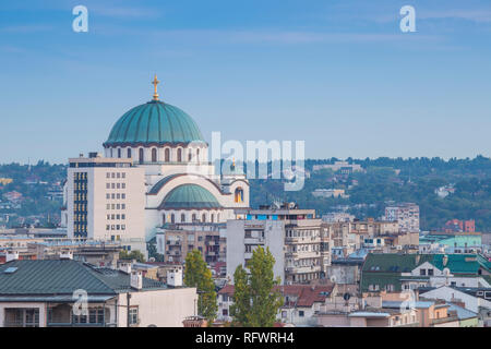 Blick auf St. Sava orthodoxer Tempel, Belgrad, Serbien, Europa Stockfoto