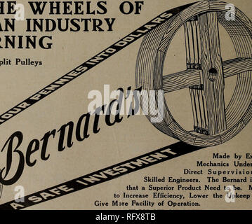 . Kanadische Forstindustrie Juli-Dezember 1923. Holzschlag; Wälder und Forstwirtschaft; Wald; Wald - zellstoffindustrie; Holz verarbeitenden Industrien. "TRUMILK "Frische Vollmilch nur mit Wasser entfernt werden. In 45 und 90-lbs-Fässer verpackt. "MILKSTOCK "Magermilchpulver, enthält alle Milchbestandteile, außer dem Fett. In 50- und 100-lbs-Fässer verpackt und in Fässern. Halten Sie die Räder der kanadischen Industrie drehen Verwenden Sie Bernard Reibung Woodsplit Riemenscheiben Riemenscheiben und Sicherheit Kupplungen installiert in allen die besten Pflanzen von Küste zu Küste ich. Von erfahrenen Mechanikern unter der direkten Sup gemacht Stockfoto
