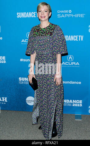 Michelle Williams die Teilnahme an der 'Nach der Hochzeit' Premiere während der 2019 Sundance Film Festival in Eccles Center Theater am Januar 24, 2019 in Park City, Utah. Stockfoto