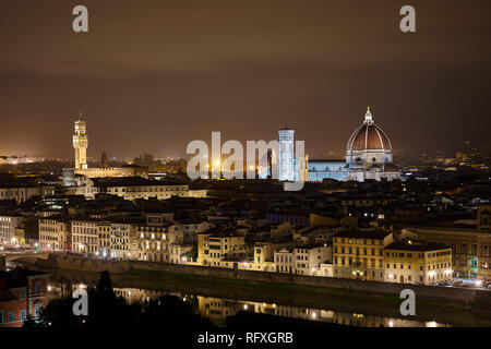 Panoramablick am Abend Blick auf Florenz von der Piazzale Michelangelo, Italien Stockfoto