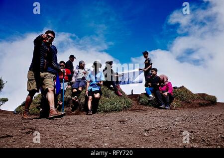 Mount Merbabu Wandererlebnis Stockfoto