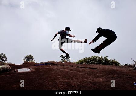 Mount Merbabu Wandererlebnis Stockfoto