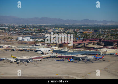 Las Vegas flughafen Luftaufnahme am sonnigen Tag Zeit Stockfoto