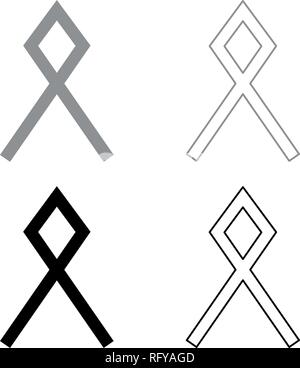 Odal Rune Othala Othil symbol Immobilien Erbe zeichen Symbol set Grau Schwarz Vektor skizziere ich Flat Style simple Image Stock Vektor