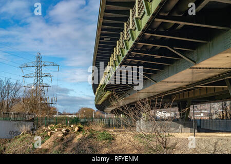 Die tinsley Viadukt, der Anschlussstelle 34 der Autobahn M1, Sheffield, South Yorkshire, Großbritannien Stockfoto