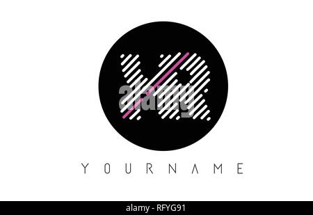 XR Schreiben Logo Design mit weißen Linien und schwarzen Kreis Vector Illustration Stock Vektor