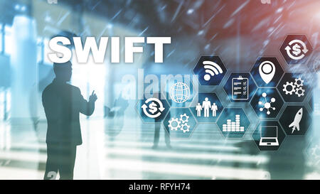 SWIFT. Gesellschaft für Worldwide Interbank Financial Telecommunications. Internationale Zahlungsmittel. Geschäft Hintergrund. Stockfoto