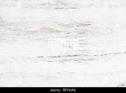 Grunge Hintergrund. Abblätternde Farbe an einem alten Holztisch. Holz Textur für weissen Hintergrund. Ansicht von oben. Stockfoto