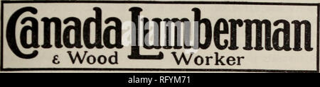 . Kanadische Forstindustrie Januar-Juni 1912. Holzschlag; Wälder und Forstwirtschaft; Wald; Wald - zellstoffindustrie; Holz verarbeitenden Industrien. Kanada LUMBERMAN UND WOODWORKER-3 einer nationalen Zeitschrift. Am 1. und 15. jedes Monats von Hugh G. MACLEAN, BEGRENZT, Verleger HUGH C. MacLEAN, Winnipeg, Präsident ausgestellt. THOS. S. JUNGE, Toronto, General Manager. Büros und Niederlassungen: TORONTO - Telefon Haupt 2362 - 220 King Street West Vancouver - Telefon Seymour 2013 - Hutchison Block MONTREAL - Telefon Main 2299-B34 Board of Trade Bl WINNIPEG - Telefon Garry856 - Kommerzielle Reisenden Stockfoto