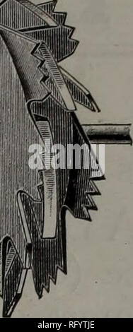 . Kanadische Forstindustrie 1911. Holzschlag; Wälder und Forstwirtschaft; Wald; Wald - zellstoffindustrie; Holz verarbeitenden Industrien. Patent Groover oder Dado Kopf Jtf #. Für entweder Rip oder überqueren kann, Schneiden auf einer Kreissäge Dorn wird verwendet, ebenso wie glatt in beiden Rippen Kreuz - Zum Schneiden von jeder Breite Nut von 1/8" schneiden oder schneiden in einem Winkel von 45 Grad, mit 2" breit. Wird entweder mit oder über die Maserung von Holz. das Korn (Gesendet auf Zulassung). Ermöglichen uns die Preise auf Sägen Zitat für jede besondere Arbeit, die sie tun möchten. HUTHER BROS. MFG sah. Co., Inc., Rochester, N.Y., ICH Stockfoto