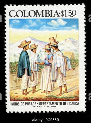 Briefmarke aus Kolumbien in der Kolumbianischen Indianer Serie 1976 Stockfoto