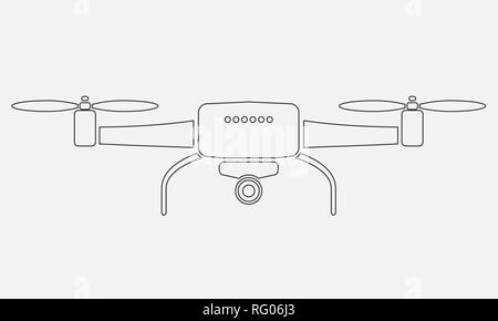 Drone oder quadrocopter Antenne Kamerasymbol mit Line Art Stil. Vector Illustration. Stock Vektor