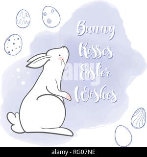 Niedliche Kaninchen im Comic-stil. Ostern Thema. Handgezeichneten Schriftzug. Vector Illustration. Elemente für die Grußkarte, Poster, Banner. T-Shirt, Notebook Stock Vektor