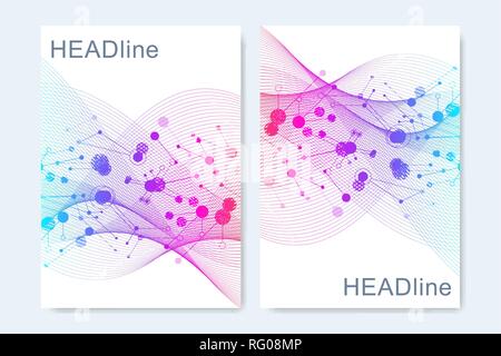 Moderne wissenschaftliche Vorlagen für einen Bericht und medizinische Broschüre Design, Abdeckung, Banner, Flyer, Prospekte Dekoration für Druck und Präsentation Stock Vektor